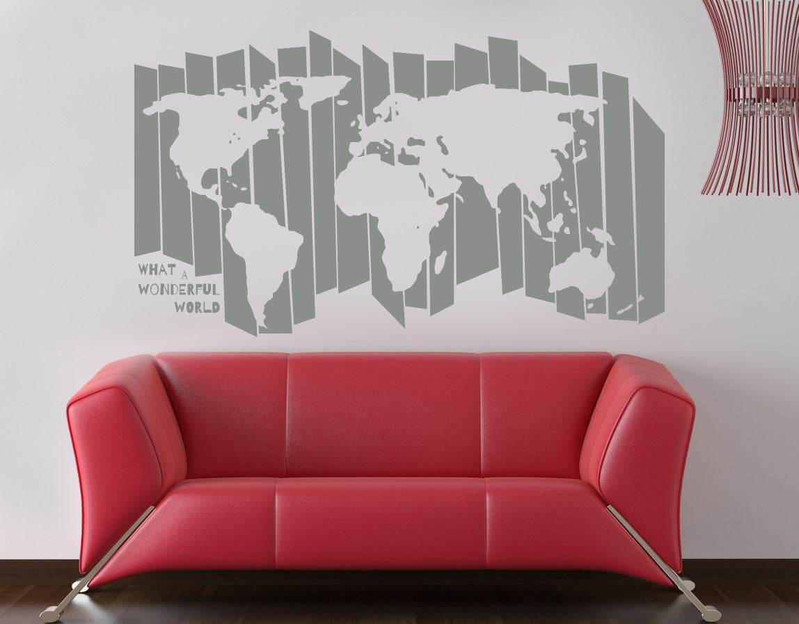 WORLD MAP Wall Sticker Decal Stencil Silhouette ST226