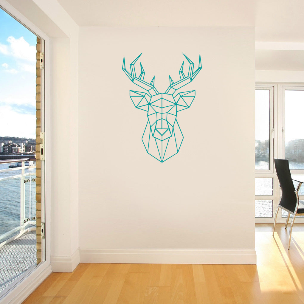 ORIGAMI CERF Sticker mural autocollant pochoir Silhouette ST232