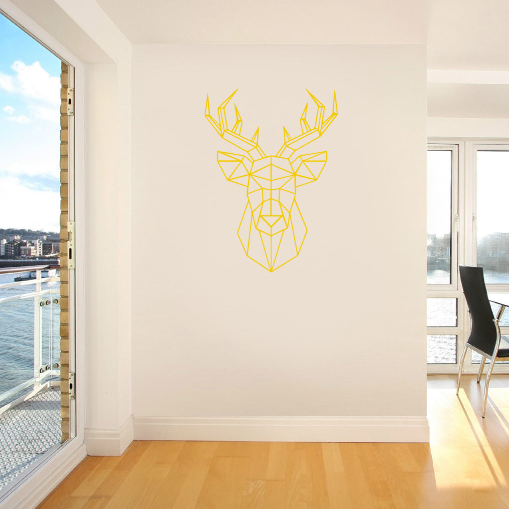 ORIGAMI CERF Sticker mural autocollant pochoir Silhouette ST232