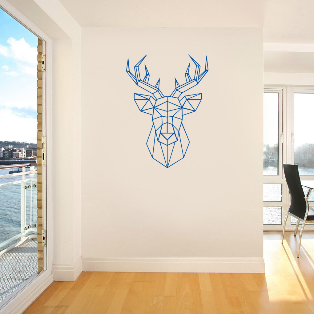 ORIGAMI CERF Sticker mural autocollant pochoir Silhouette ST232