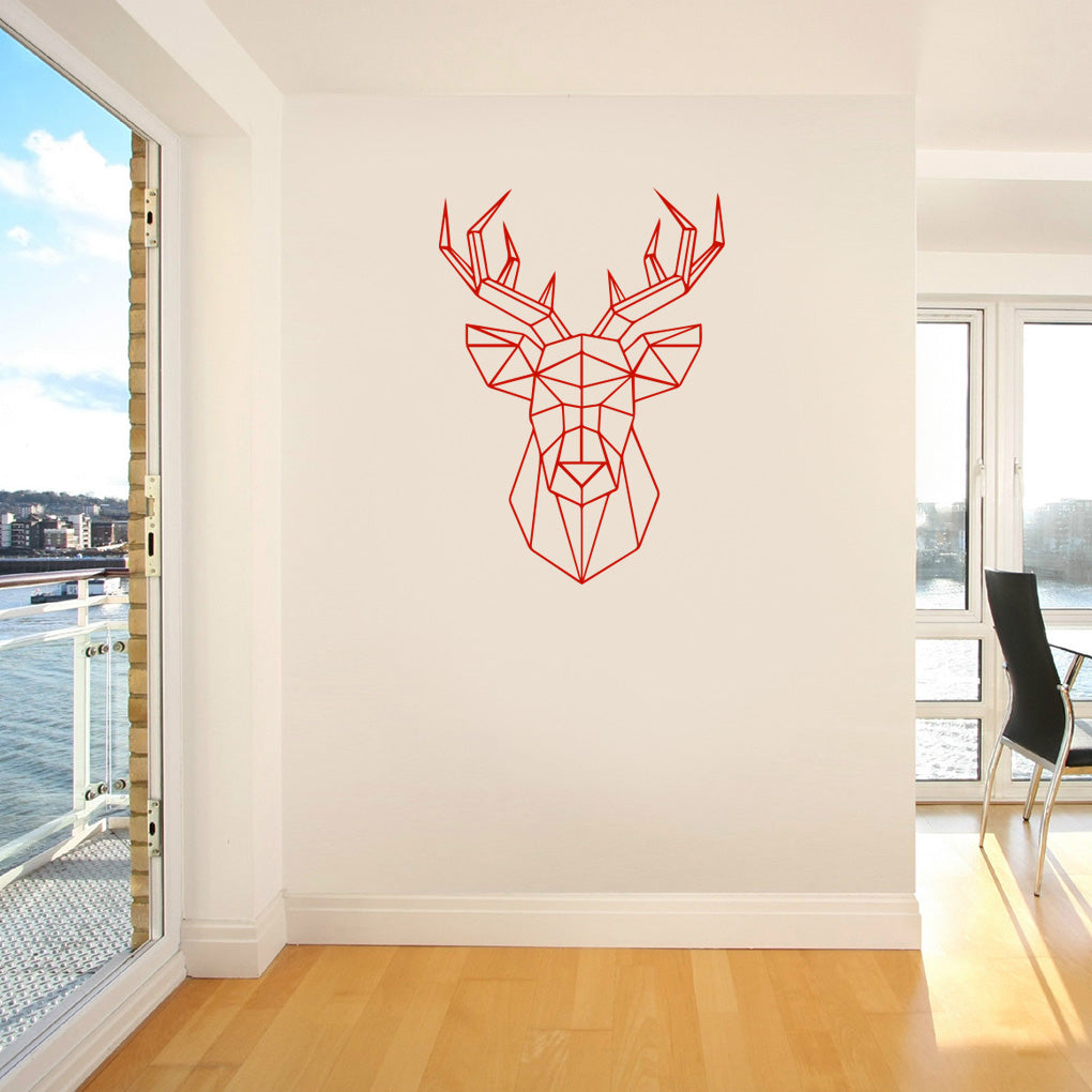 ORIGAMI CERF Sticker mural autocollant pochoir Silhouette ST232