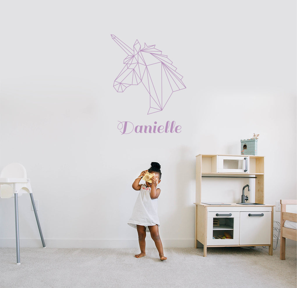ORIGAMI UNICORN Autocollant mural personnalisé Autocollant Décalque Stencil Silhouette ST244
