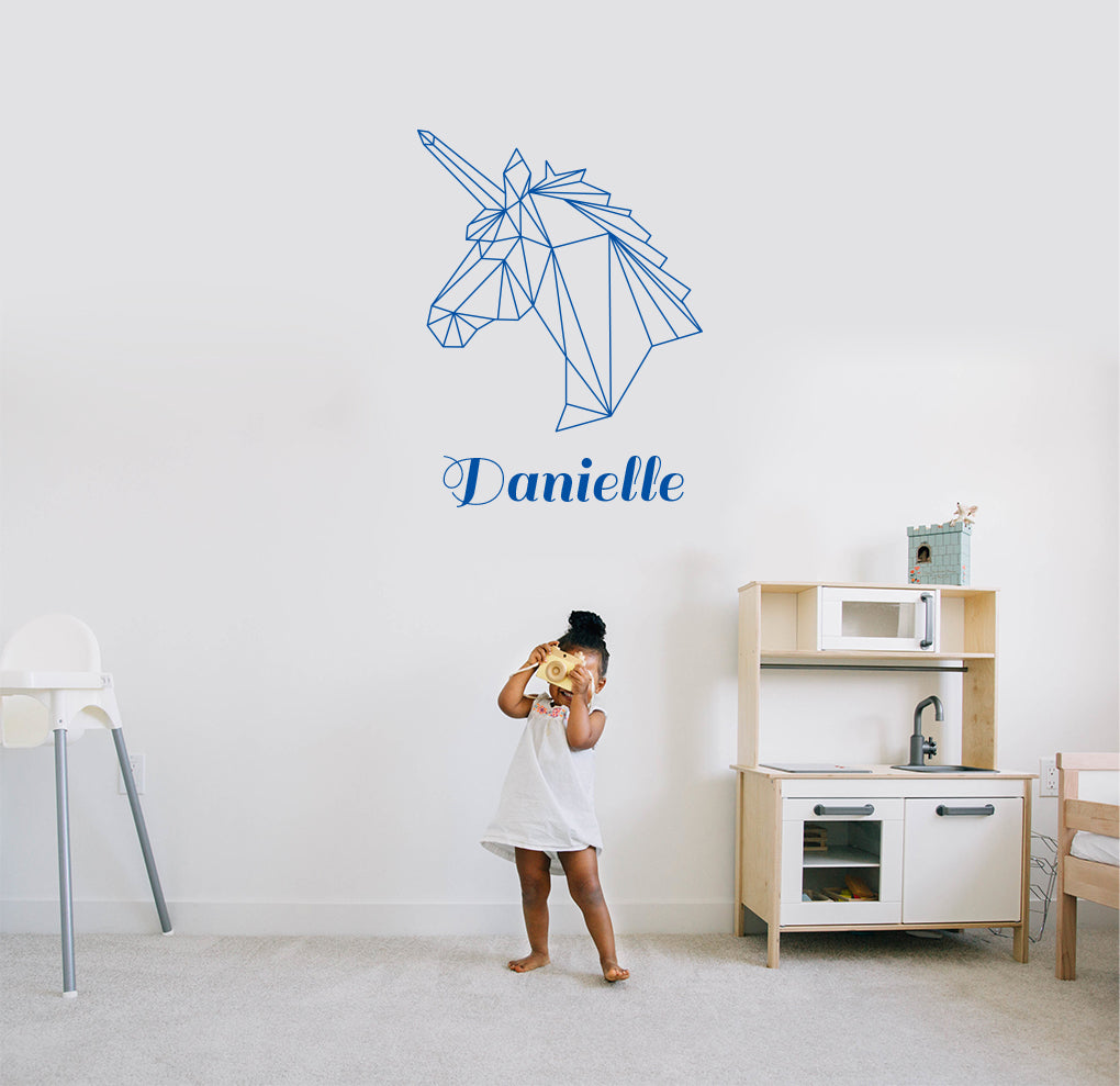 ORIGAMI UNICORN Autocollant mural personnalisé Autocollant Décalque Stencil Silhouette ST244