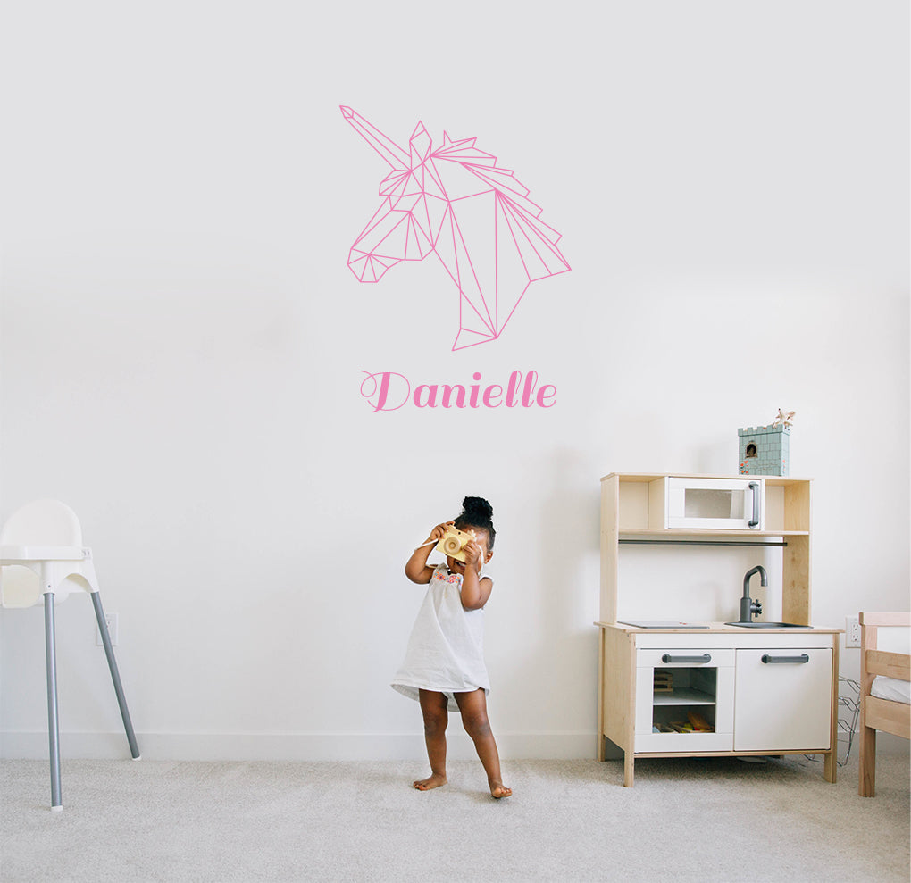 ORIGAMI UNICORN Autocollant mural personnalisé Autocollant Décalque Stencil Silhouette ST244