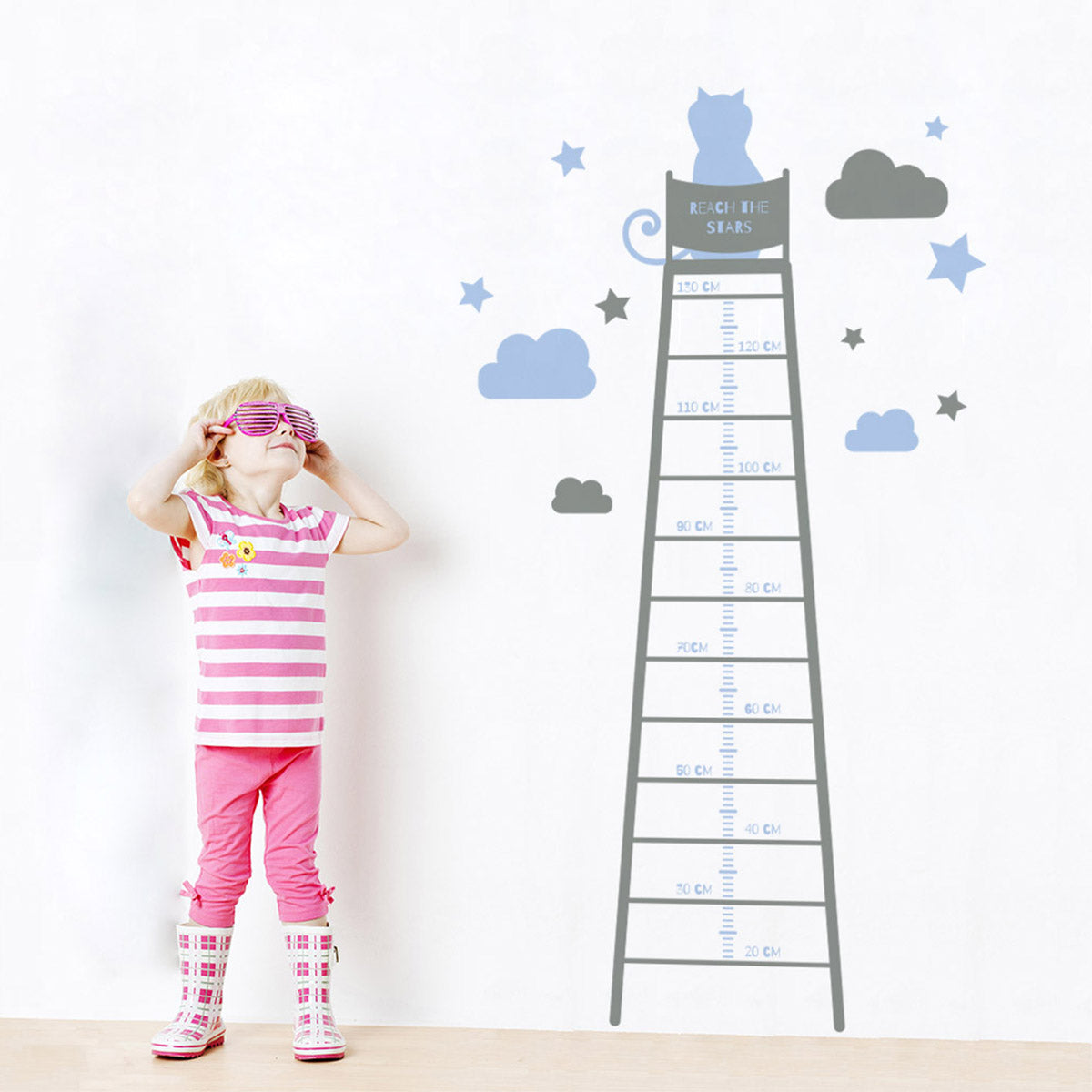 REACH THE STARS MEASURING ROD Sticker Decal Stencil Silhouette ST248