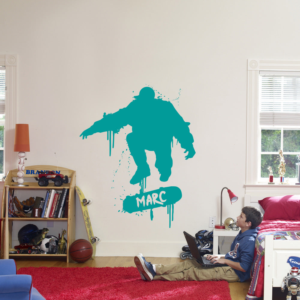 SKATER Skateboard Personalized Wall Sticker Decal Stencil Silhouette ST249