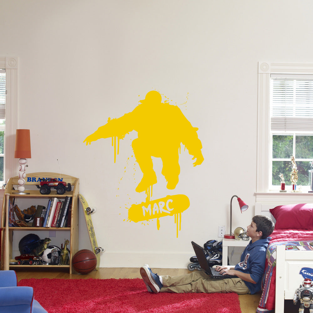 SKATER Skateboard Personalized Wall Sticker Decal Stencil Silhouette ST249