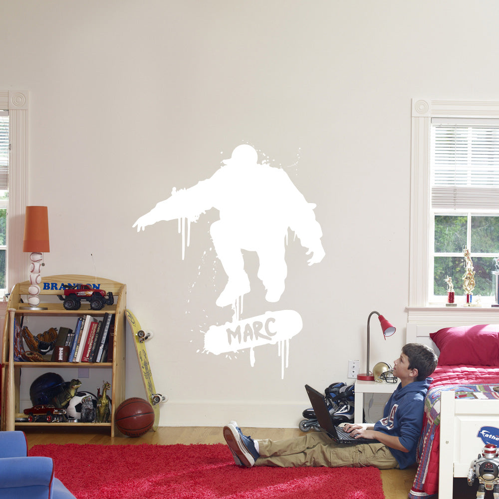SKATER Skateboard Personalized Wall Sticker Decal Stencil Silhouette ST249