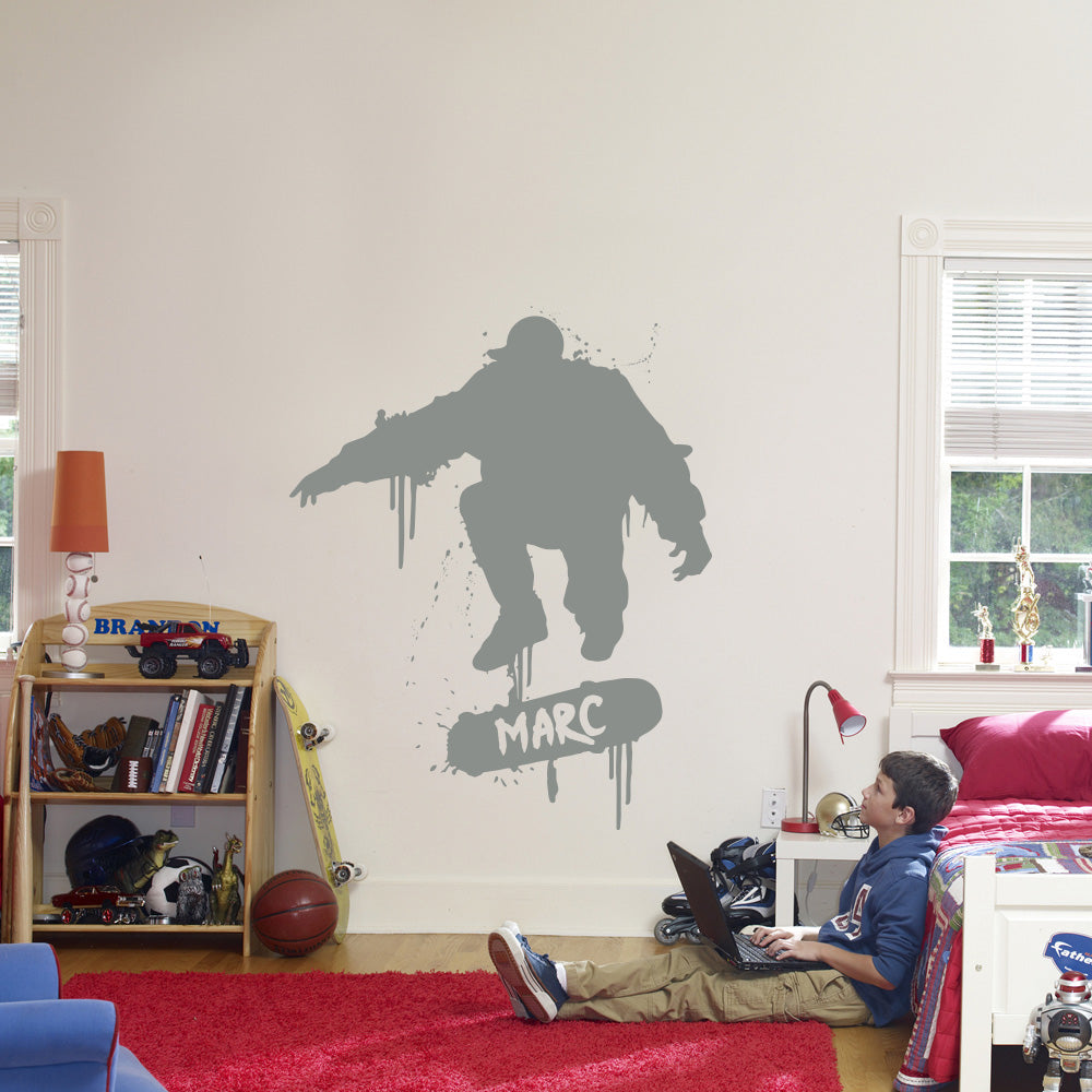 SKATER Skateboard Personalized Wall Sticker Decal Stencil Silhouette ST249