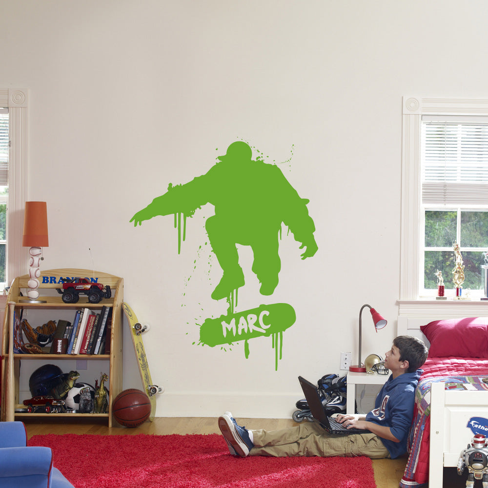 SKATER Skateboard Personalized Wall Sticker Decal Stencil Silhouette ST249