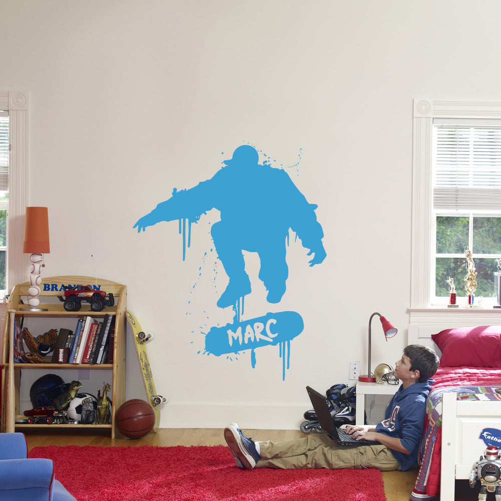 SKATER Skateboard Personalized Wall Sticker Decal Stencil Silhouette ST249