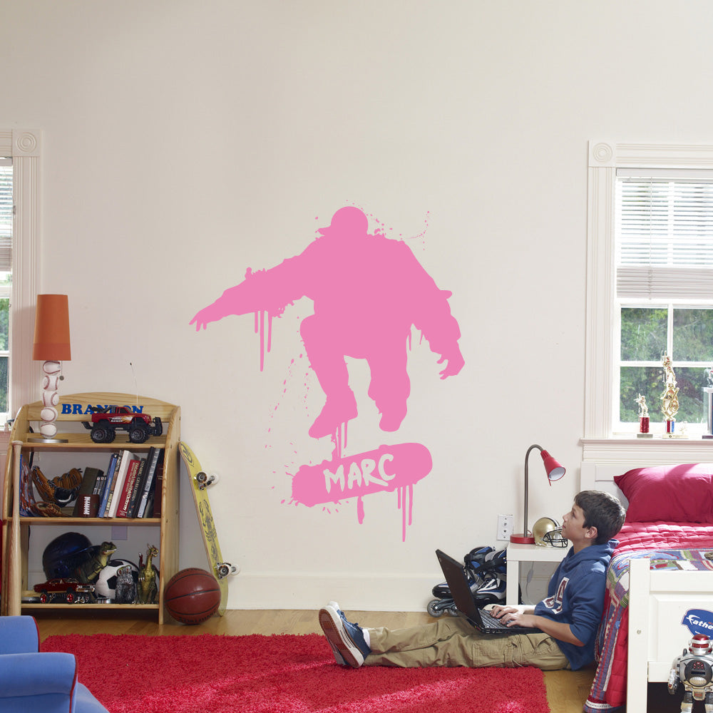 SKATER Skateboard Personalized Wall Sticker Decal Stencil Silhouette ST249