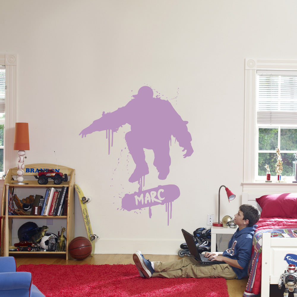 SKATER Skateboard Personalized Wall Sticker Decal Stencil Silhouette ST249