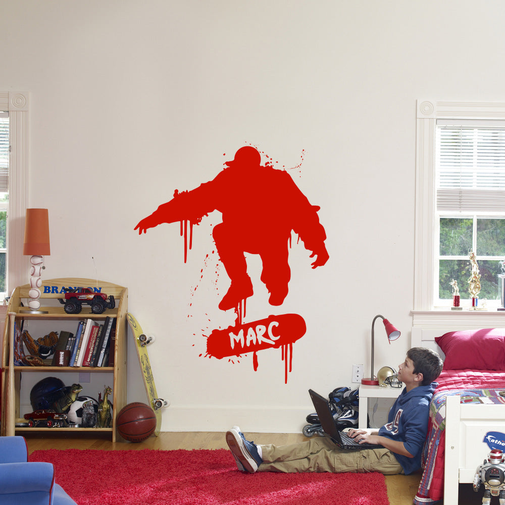 SKATER Skateboard Personalized Wall Sticker Decal Stencil Silhouette ST249