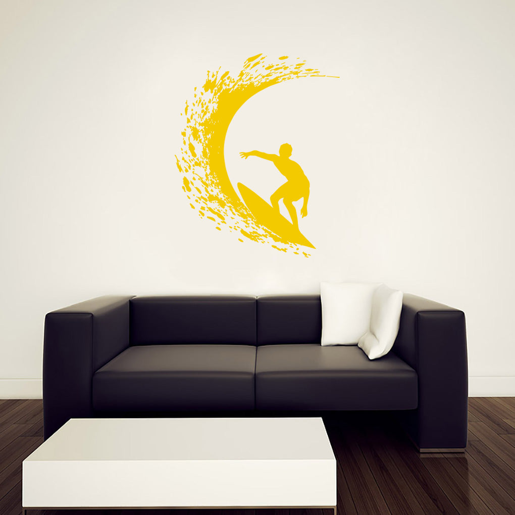 Wave Surfing Surf Wall Sticker Decal Stencil Silhouette ST275