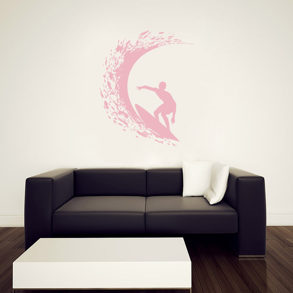 Wave Surfing Surf Wall Sticker Decal Stencil Silhouette ST275