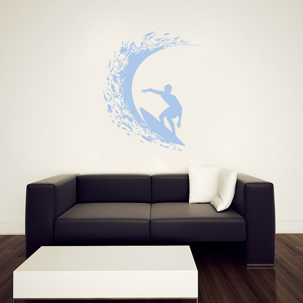 Wave Surfing Surf Wall Sticker Decal Stencil Silhouette ST275