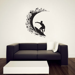 Wave Surfing Surf Wall Sticker Decal Stencil Silhouette ST275