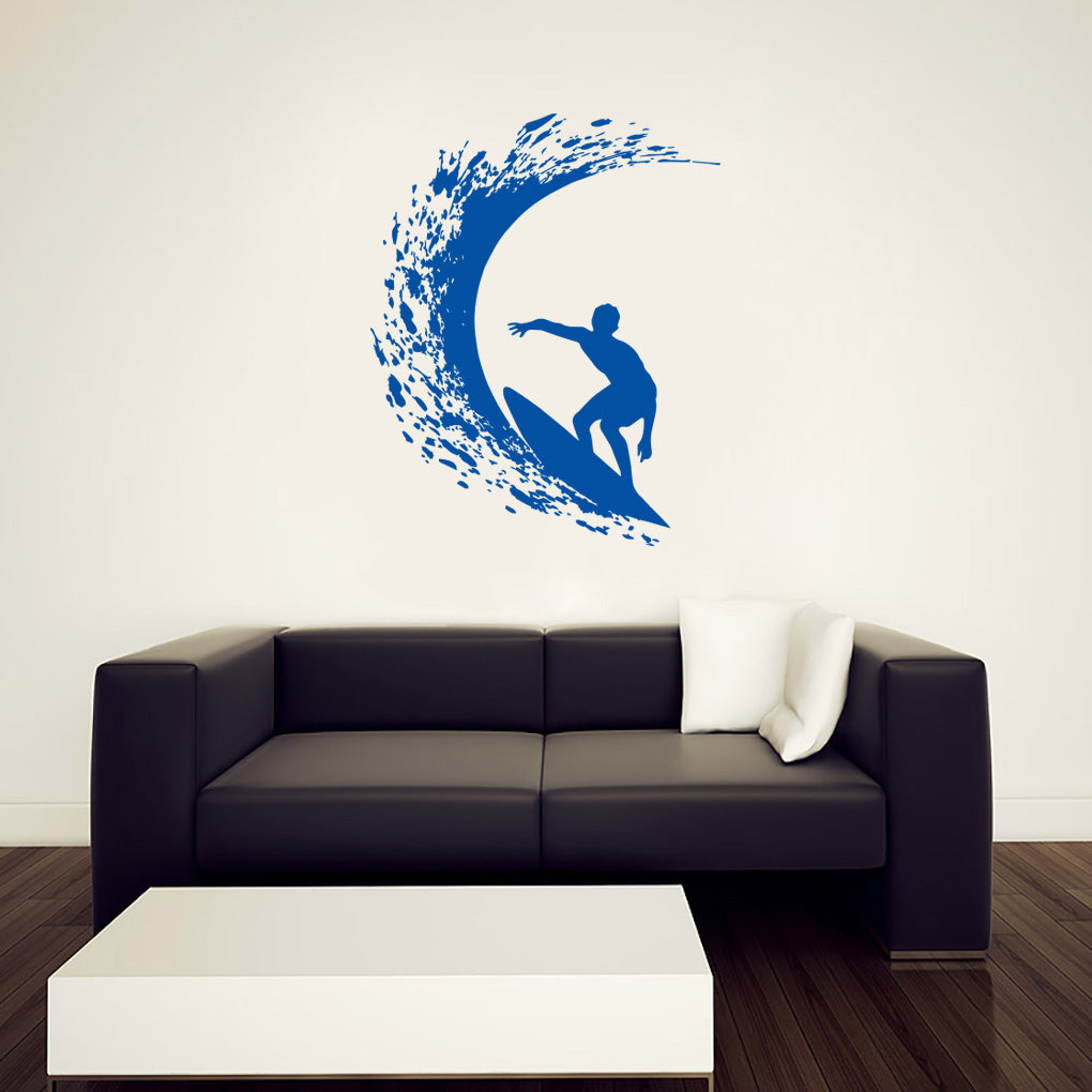 Wave Surfing Surf Wall Sticker Decal Stencil Silhouette ST275
