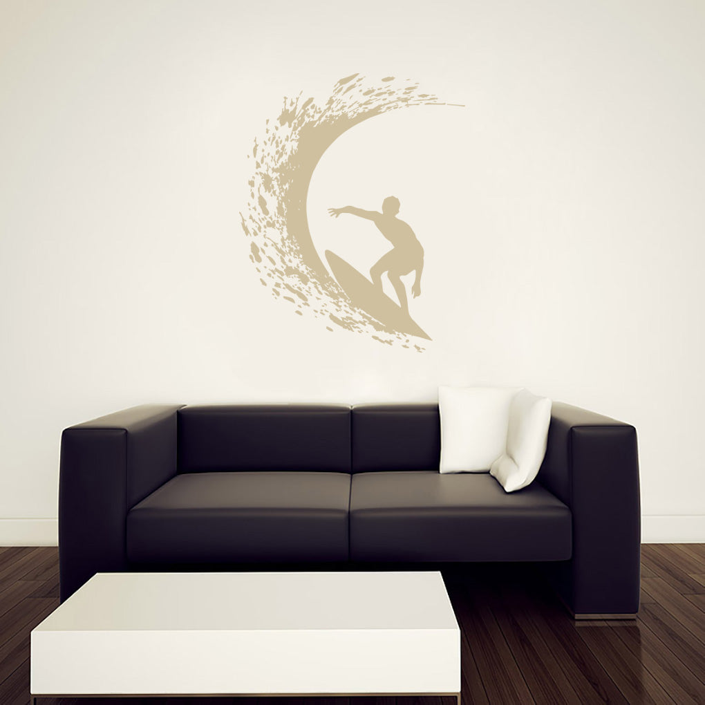 Wave Surfing Surf Wall Sticker Decal Stencil Silhouette ST275