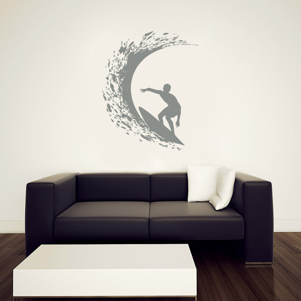 Wave Surfing Surf Wall Sticker Decal Stencil Silhouette ST275
