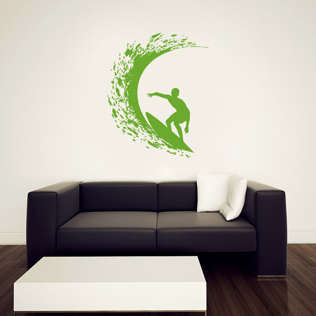 Wave Surfing Surf Wall Sticker Decal Stencil Silhouette ST275