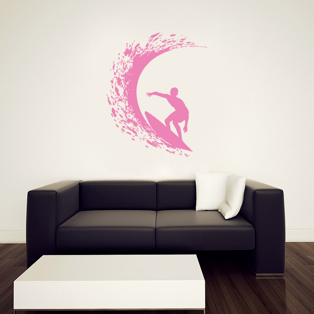Wave Surfing Surf Wall Sticker Decal Stencil Silhouette ST275