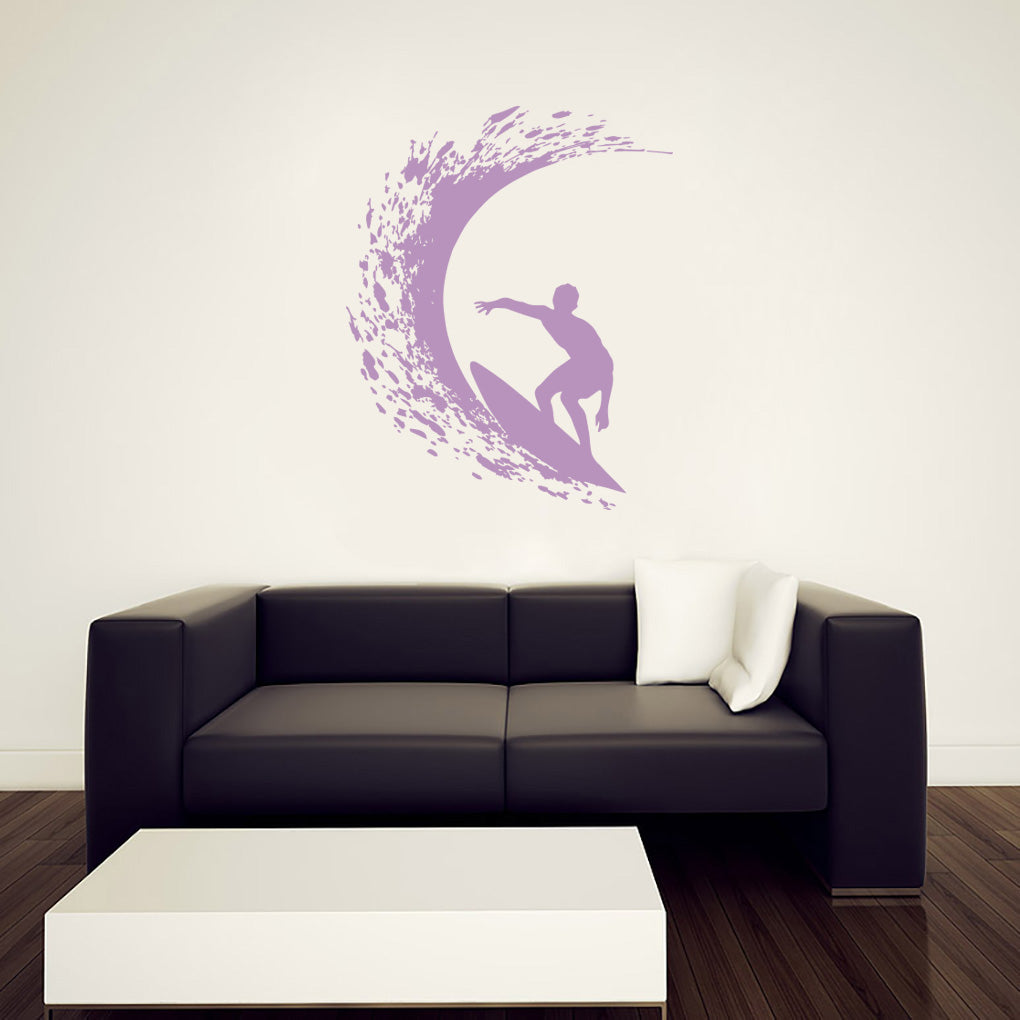 Wave Surfing Surf Wall Sticker Decal Stencil Silhouette ST275