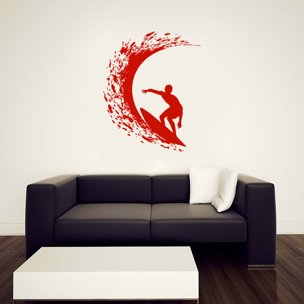 Wave Surfing Surf Wall Sticker Decal Stencil Silhouette ST275