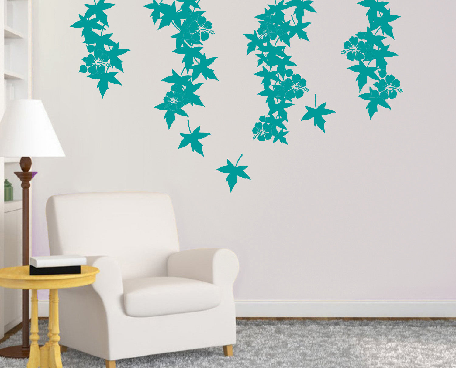 VINE FLOWER Wall Sticker Decal Stencil Silhouette ST296