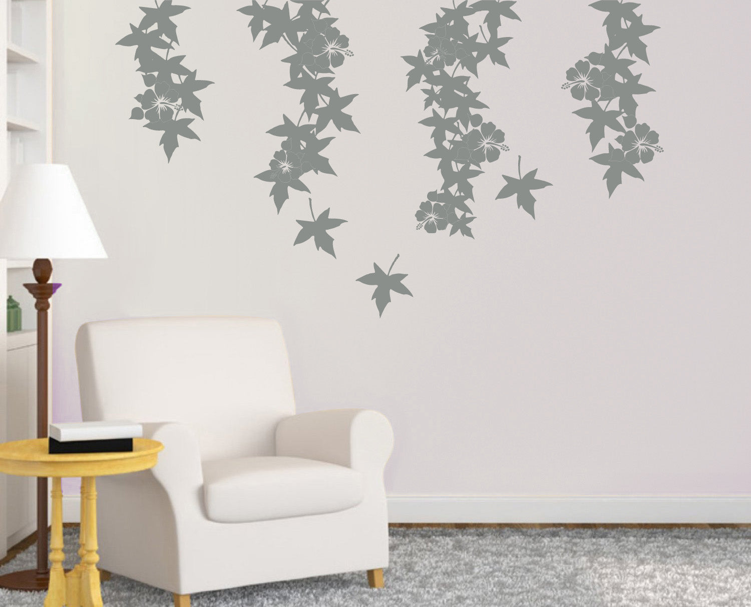 VINE FLOWER Wall Sticker Decal Stencil Silhouette ST296