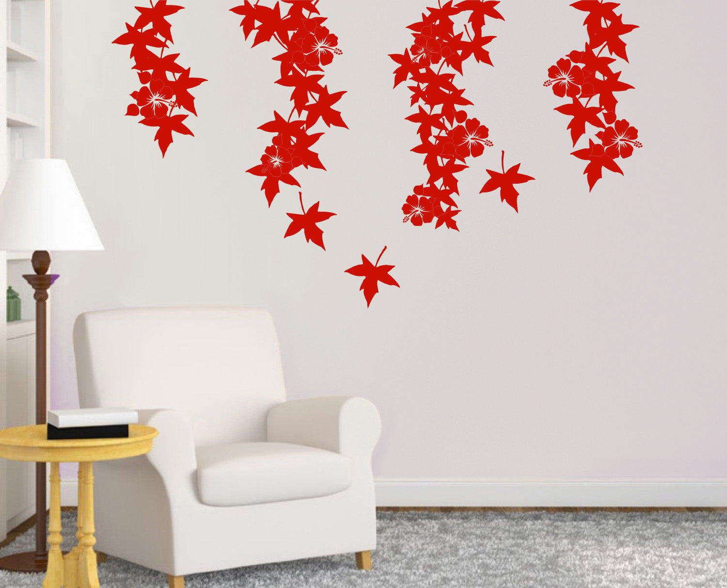 VINE FLOWER Wall Sticker Decal Stencil Silhouette ST296
