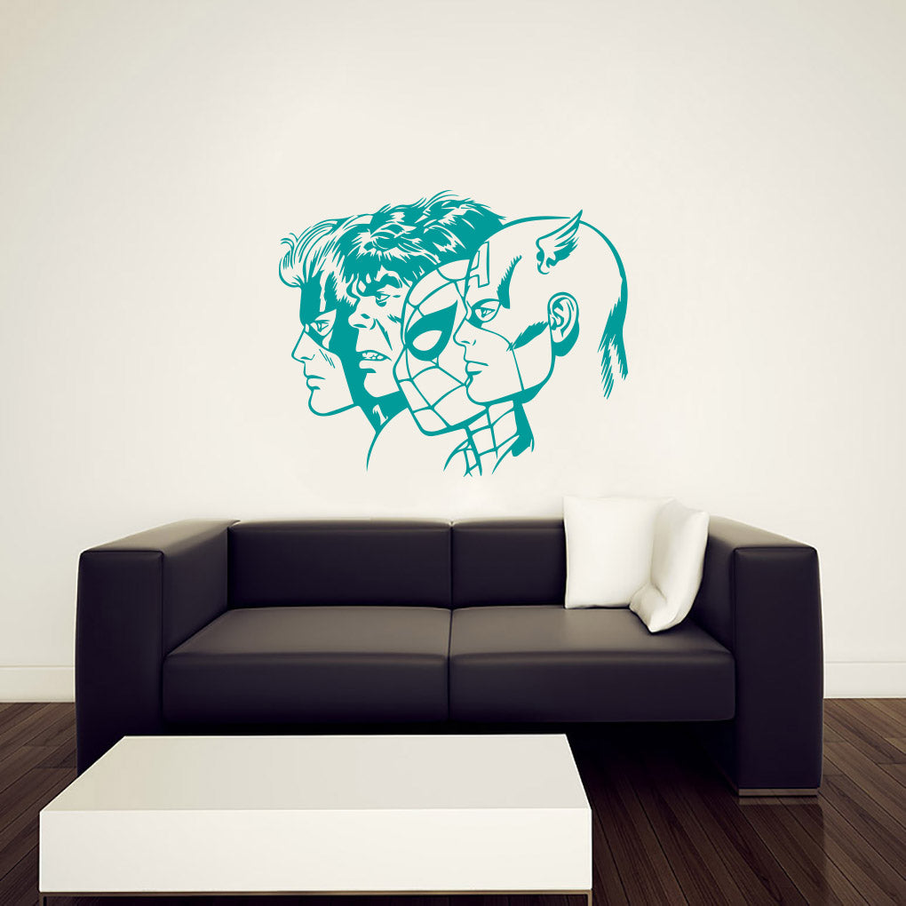 SUPER HEROES COLLAGE Wall Sticker Decal Stencil Silhouette ST299