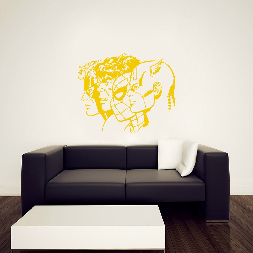 SUPER HEROES COLLAGE Wall Sticker Decal Stencil Silhouette ST299