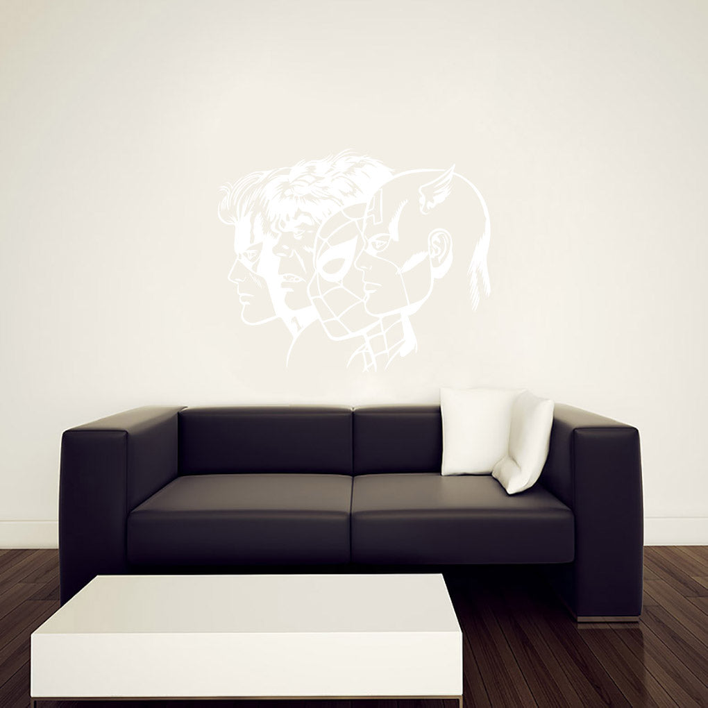 SUPER HEROES COLLAGE Wall Sticker Decal Stencil Silhouette ST299