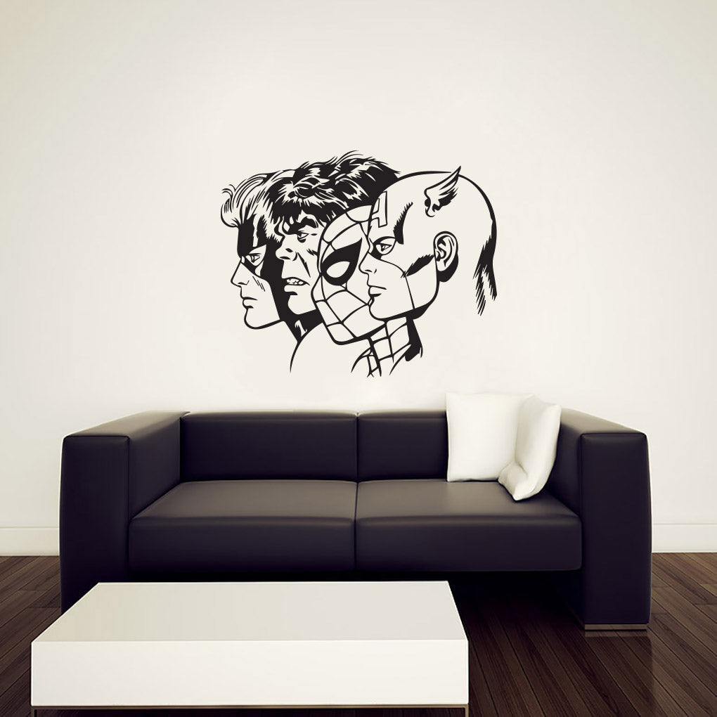 SUPER HEROES COLLAGE Wall Sticker Decal Stencil Silhouette ST299