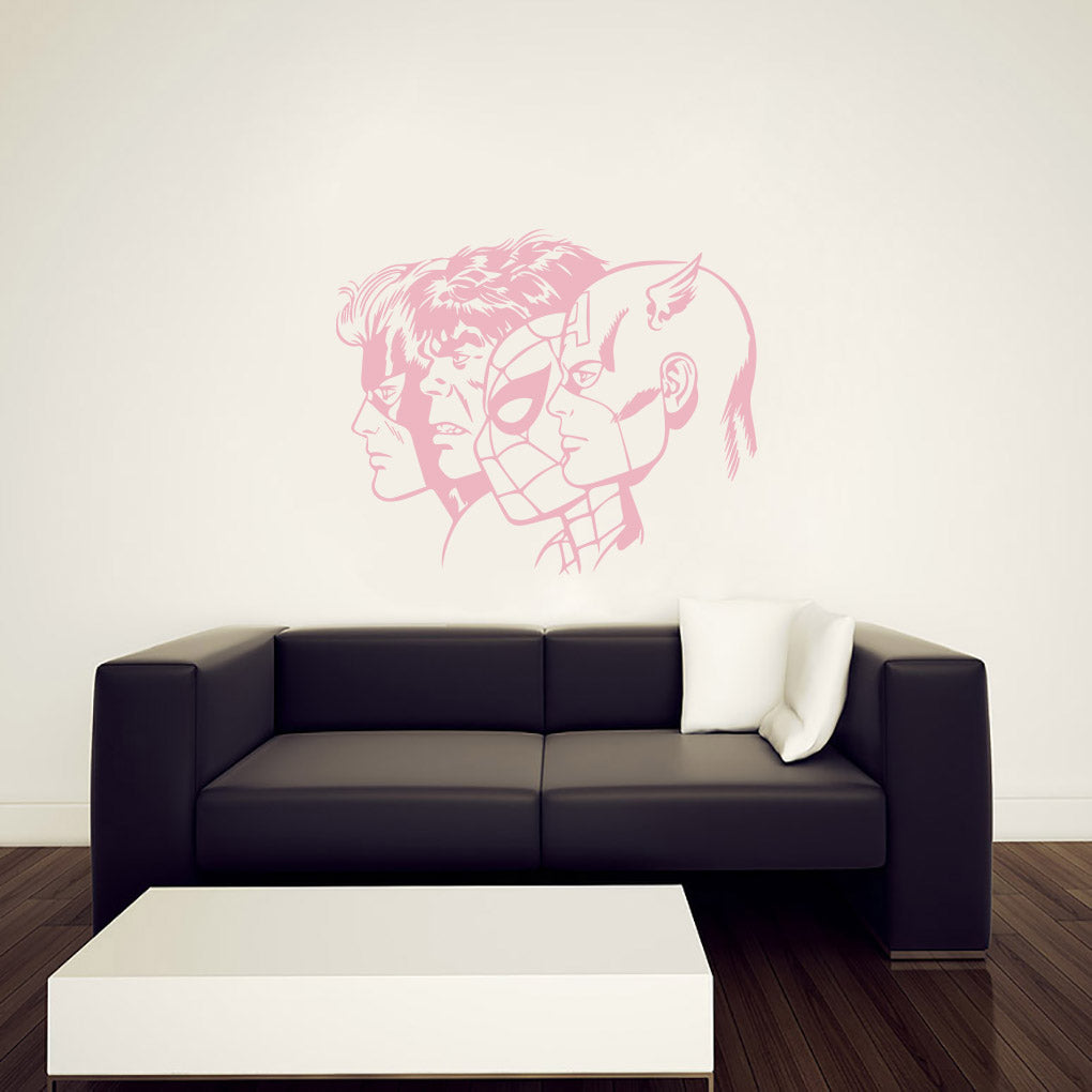 SUPER HEROES COLLAGE Wall Sticker Decal Stencil Silhouette ST299