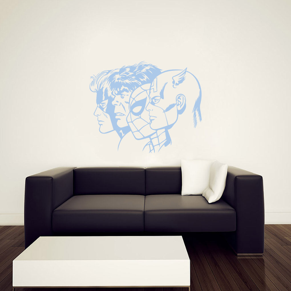 SUPER HEROES COLLAGE Wall Sticker Decal Stencil Silhouette ST299