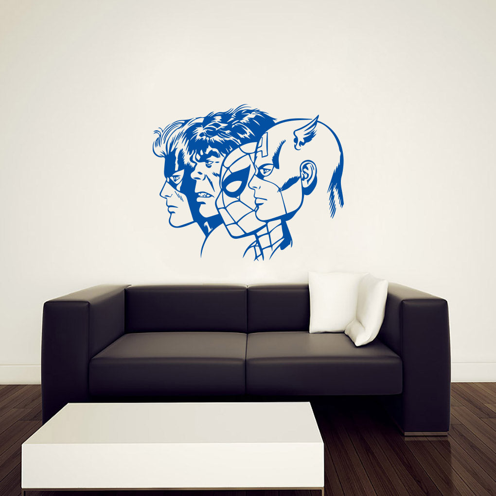 SUPER HEROES COLLAGE Wall Sticker Decal Stencil Silhouette ST299