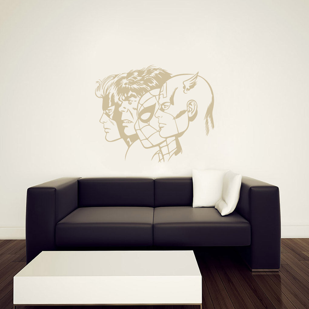 SUPER HEROES COLLAGE Wall Sticker Decal Stencil Silhouette ST299