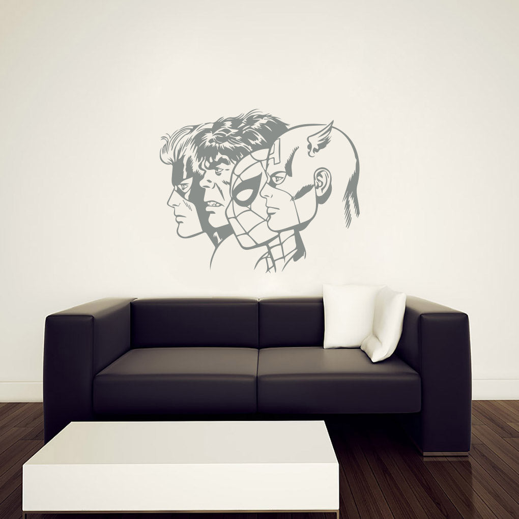 SUPER HEROES COLLAGE Wall Sticker Decal Stencil Silhouette ST299