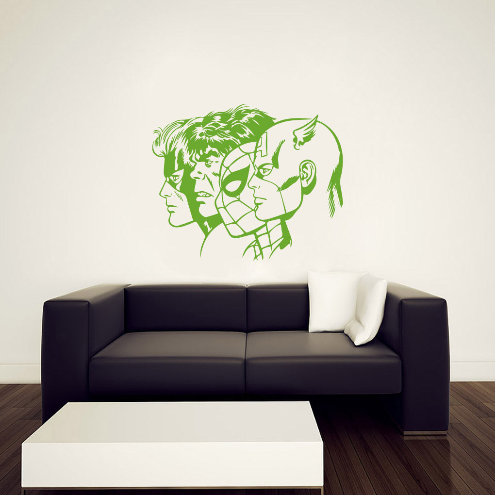SUPER HEROES COLLAGE Wall Sticker Decal Stencil Silhouette ST299
