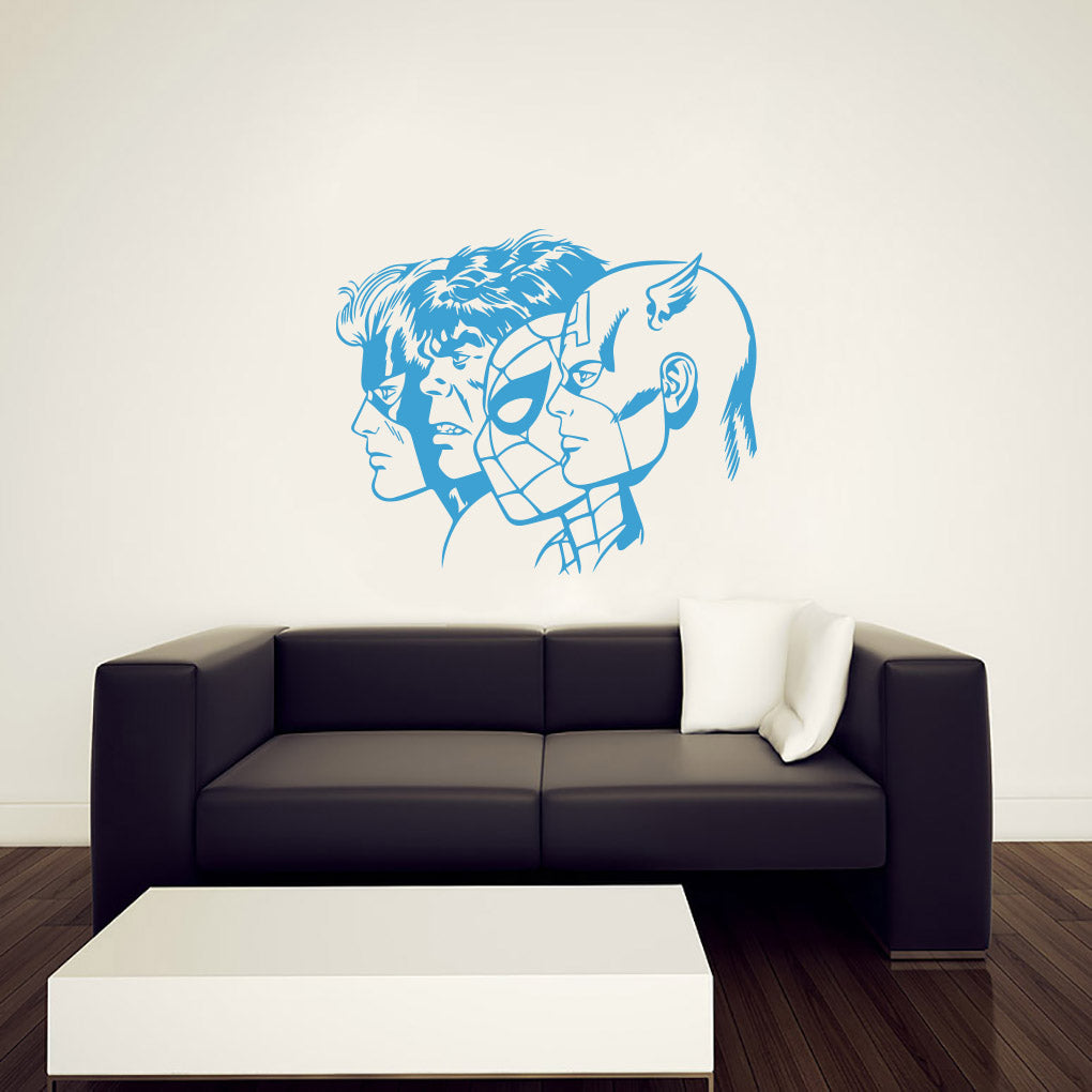 SUPER HEROES COLLAGE Wall Sticker Decal Stencil Silhouette ST299