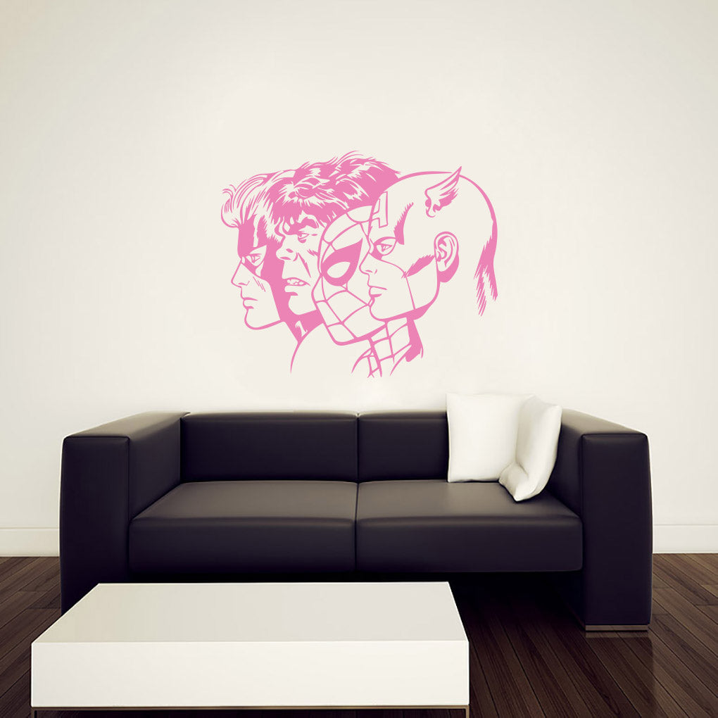 SUPER HEROES COLLAGE Wall Sticker Decal Stencil Silhouette ST299