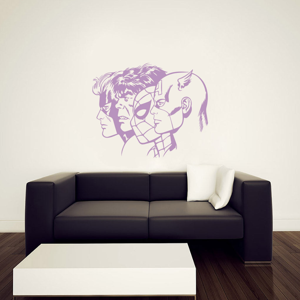 SUPER HEROES COLLAGE Wall Sticker Decal Stencil Silhouette ST299
