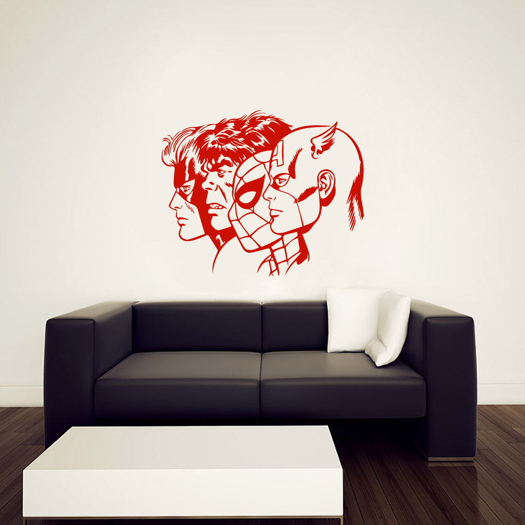 SUPER HEROES COLLAGE Wall Sticker Decal Stencil Silhouette ST299
