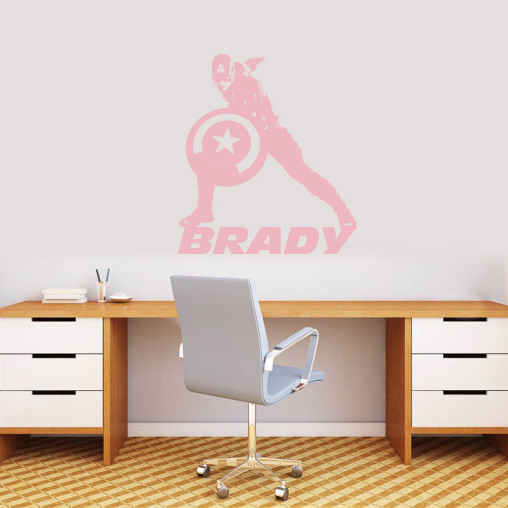 Captain America Super Hero Personalized Wall Sticker Decal Stencil Silhouette ST309