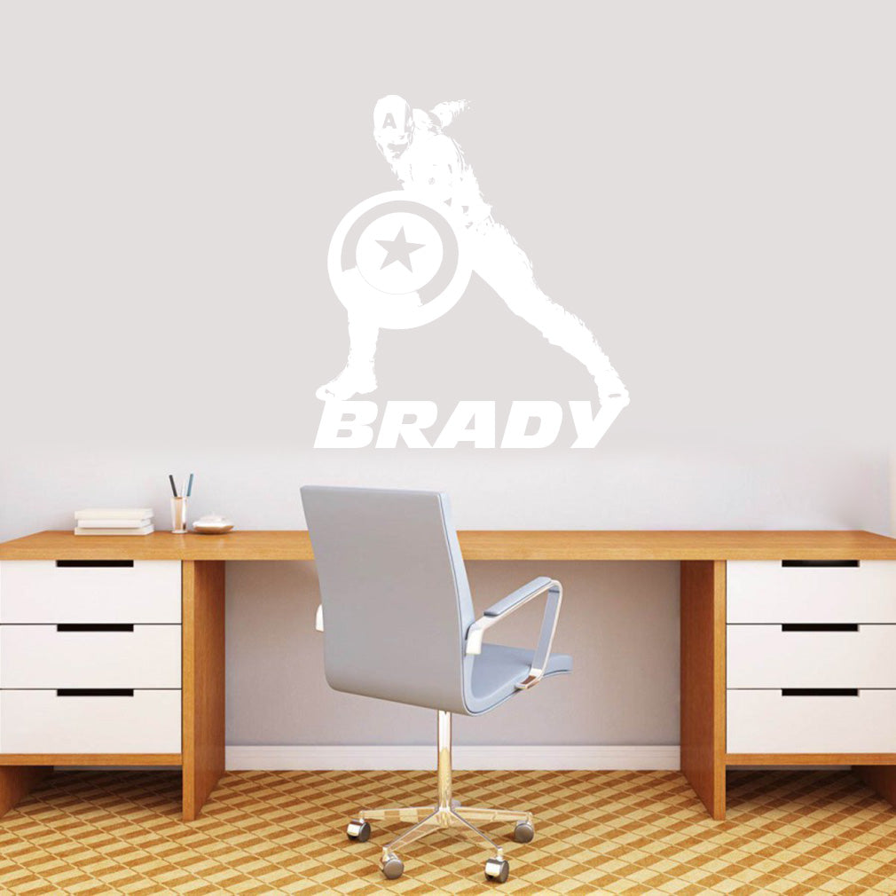 Captain America Super Hero Personalized Wall Sticker Decal Stencil Silhouette ST309