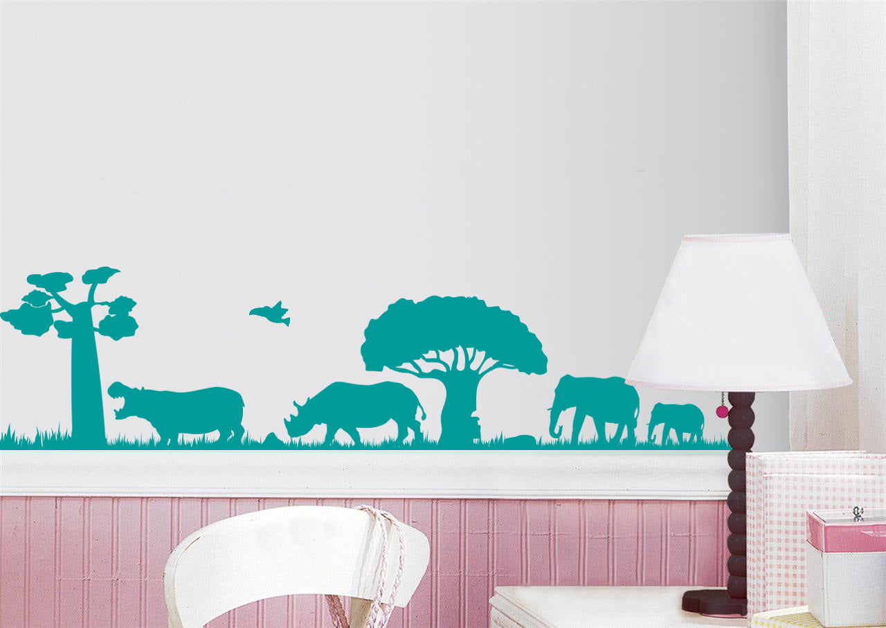 SAVANNA Safari Animals Wall Sticker Decal Stencil Silhouette ST316