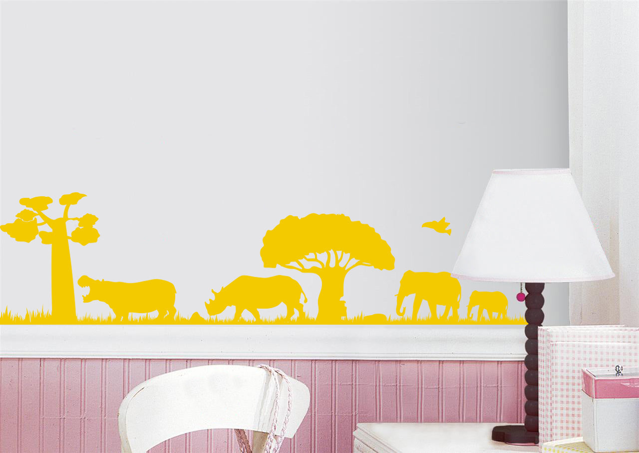 SAVANNA Safari Animals Wall Sticker Decal Stencil Silhouette ST316